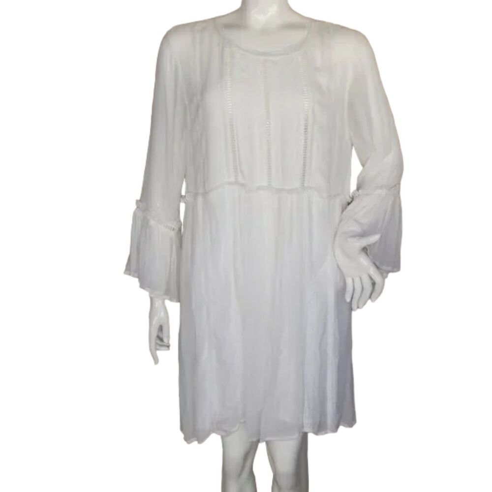 new LULUS Dress, XL, White, Gauze, Bell sleeve, Viscose, Above knee